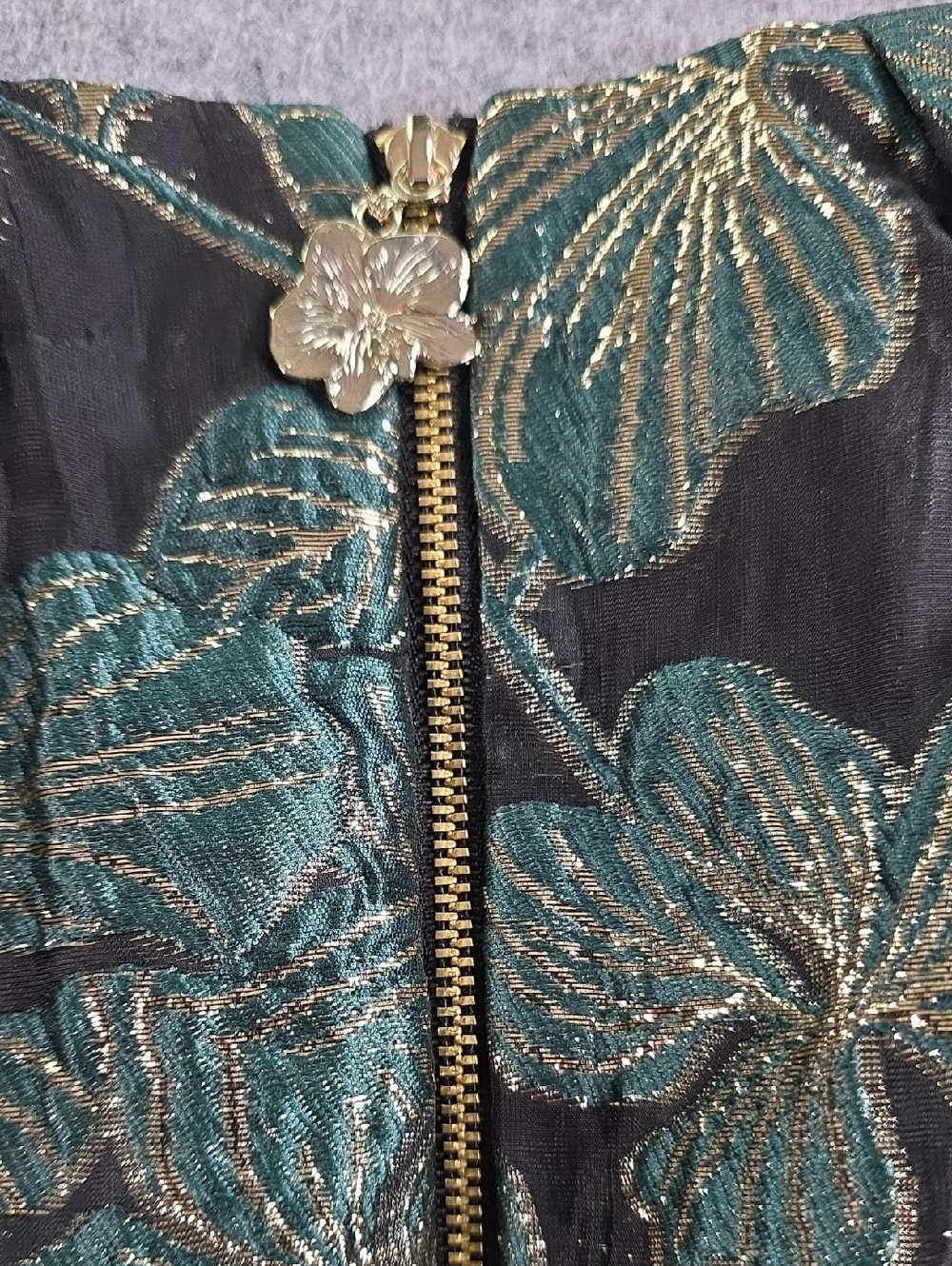 Lilly Pulitzer Black & Green Floral Metallic Cocktail Dress SIZE 8 - Picture 10 of 10